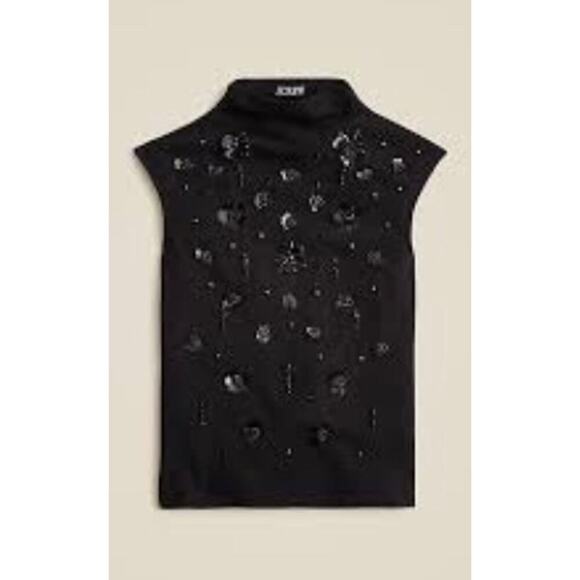J. Crew Stretch Sequin Embellished Sleeveless Mock Neck Sz M#360 - Picture 1 of 3